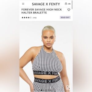 Savage x Fenty Checked Halter Bra Top Black